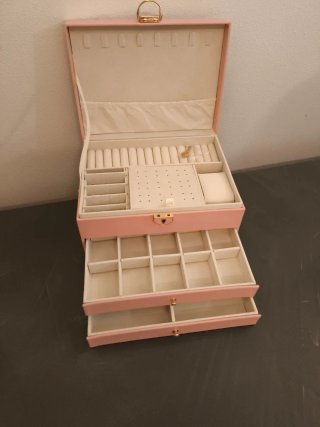 Portagioie grande rosa con cassetto