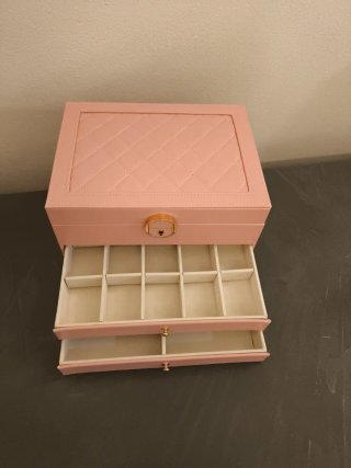 Portagioie grande rosa con cassetto