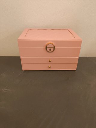 Portagioie grande rosa con cassetto