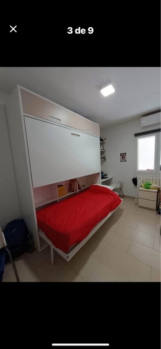 Litera plegable beige y blanca como nueva