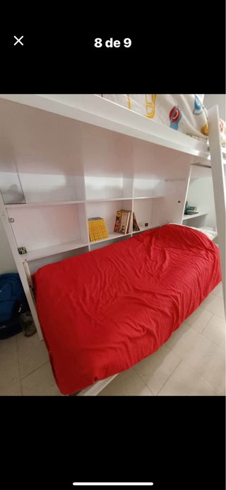 Litera plegable beige y blanca como nueva