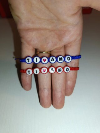 Set 2 Bracciali Coppia Macramè „TI AMO”