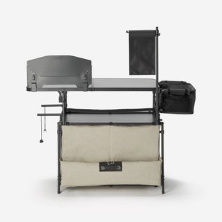 Mueble cocina camping XL, fregadero 10L, mampara y espacio