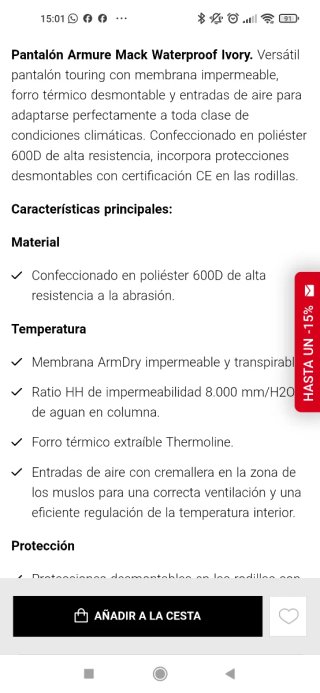 Pantalón Moto Cordura ARMURE