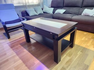 Mesa centro elevable y extensible madera