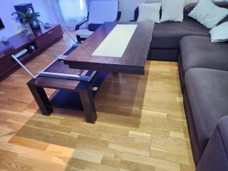 Mesa centro elevable y extensible madera