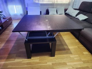 Mesa centro elevable y extensible madera