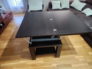 Mesa centro elevable y extensible madera
