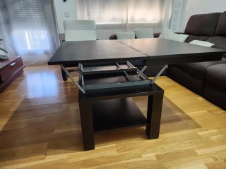 Mesa centro elevable y extensible madera