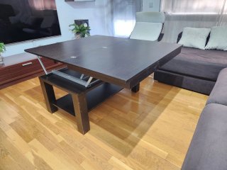 Mesa centro elevable y extensible madera