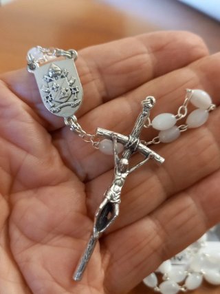 Rosario Papa Leone XIV Argento Bianco