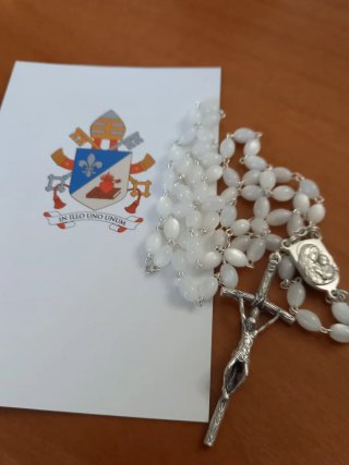 Rosario Papa Leone XIV Argento Bianco
