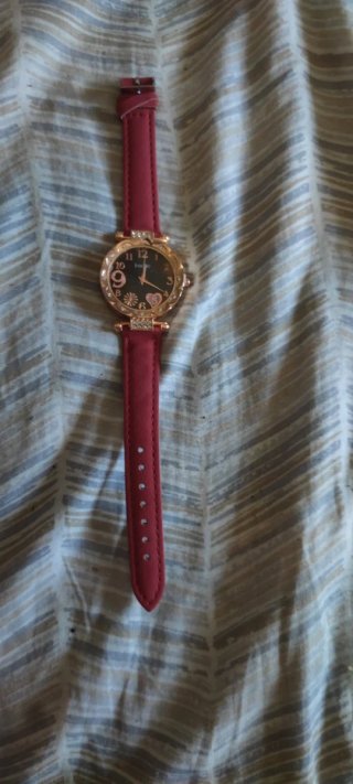 Orologio da polso in pelle rosso e oro