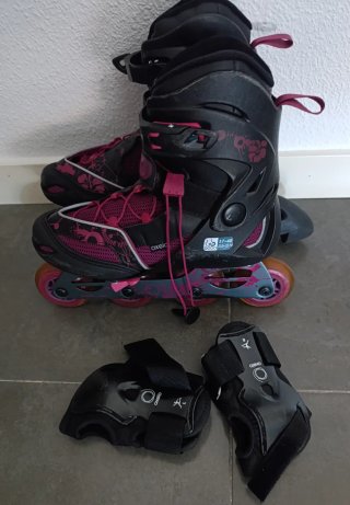 Conjunto Patines y protecion manos  Oxelo Talla 37