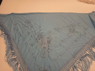 Mantoncillo Flamenco Bordado Azul