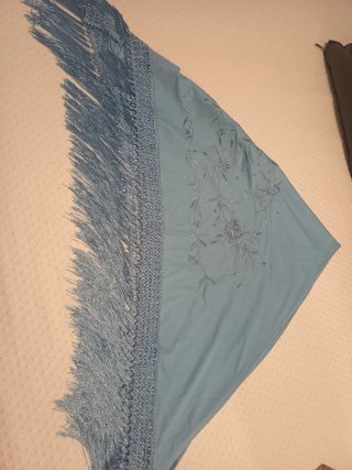 Mantoncillo Flamenco Bordado Azul