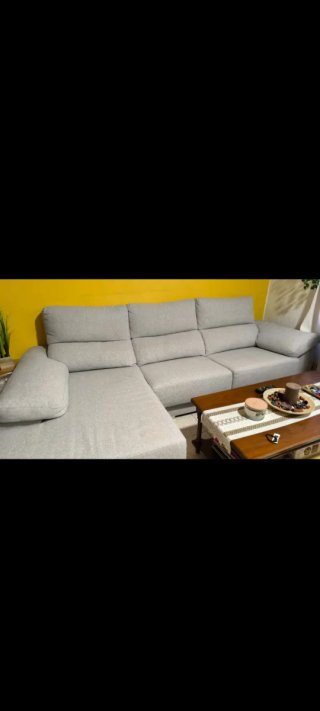 Sofá chaise longue tela crudo