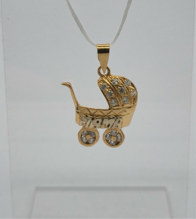 Colgante Carrito Bebé Mamá Oro 18K
