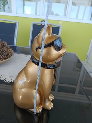 Figura Gato Dorado con Gafas y Corbata