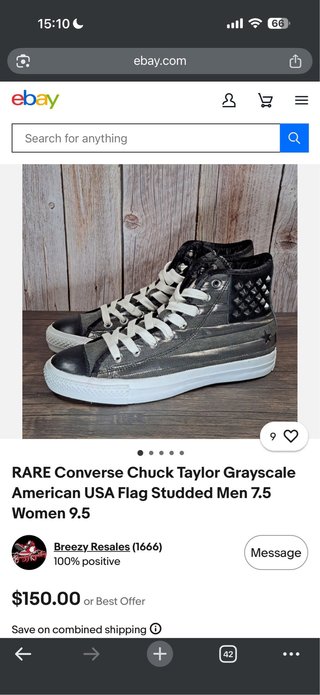 Converse All Star Talla 41.5 Piel Tachas Gris (16)