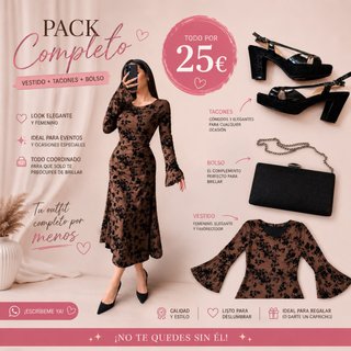 Pack Vestido, Tacones y Bolso Elegante