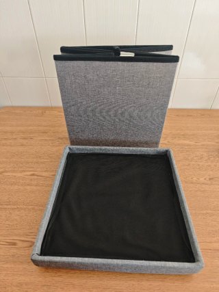 Caja / Puff Almacenaje Tela Gris