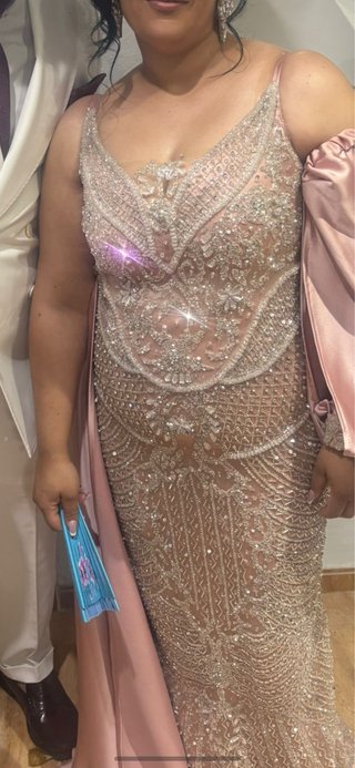 Vestido de fiesta dorado y rosa boda gitana