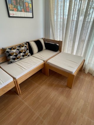 Sillones modulares Lufe madera y tela