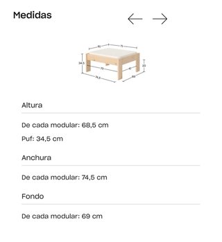 Sillones modulares Lufe madera y tela