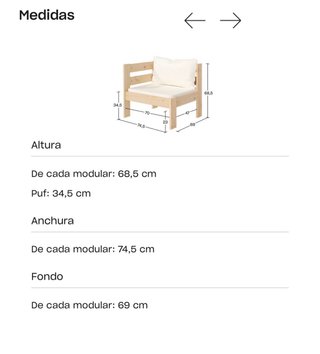 Sillones modulares Lufe madera y tela