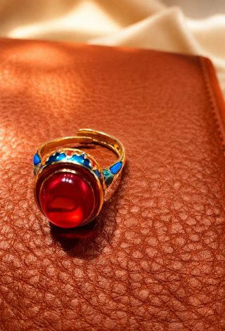 Anillo Acero Inoxidable Ajustable Rojo Dorado