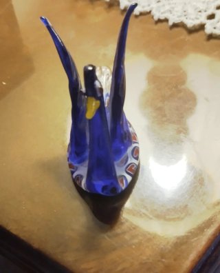 Cigno Murano Vintage Vetro Blu Giallo