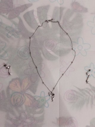 Collar y pendientes acero inoxidable flamenco