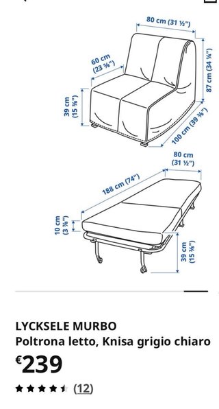 Poltrona letto Ikea Lycksele Singolo