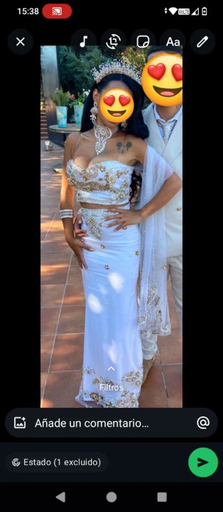 Vestido de boda gitana blanco y dorado