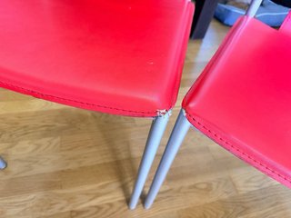 Set 4 Sillas Comedor Rojas Metal