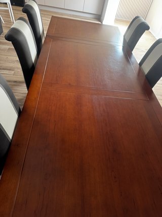Mesa comedor y 6 sillas madera nogal