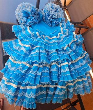 Traje de Gitana Azul con Volantes