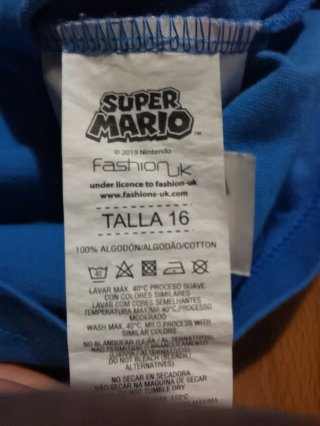Camiseta Larga Mario Bros Talla L