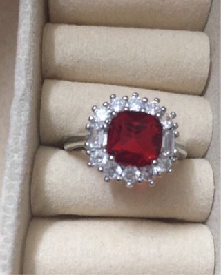 Anillo Plata con Piedra Roja