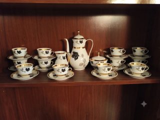 Juego de café vintage porcelana decorado