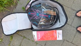 Casco Moto Modular LS2 Negro Diseño Geométrico