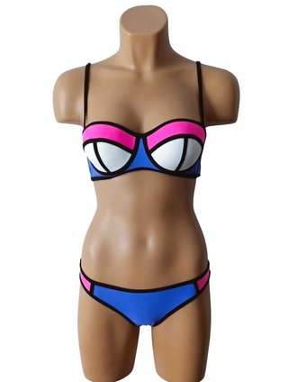 Bikini color block neon bañador swimsuit two piece