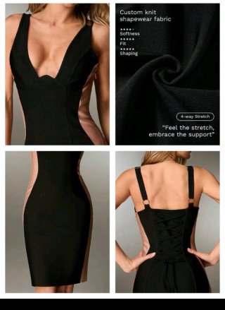 Vestido Tummy Control Negro y Beige
