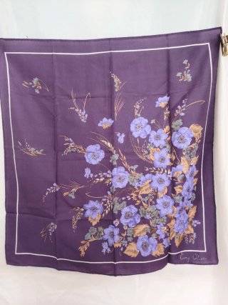 Lenço antigo Roxo Flores Douradas