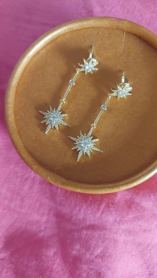 Pendientes largos estrella con circonitas