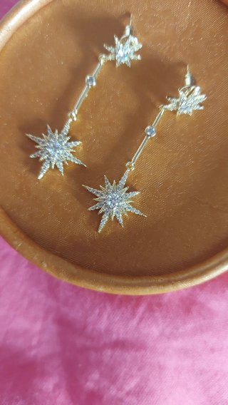 Pendientes largos estrella con circonitas