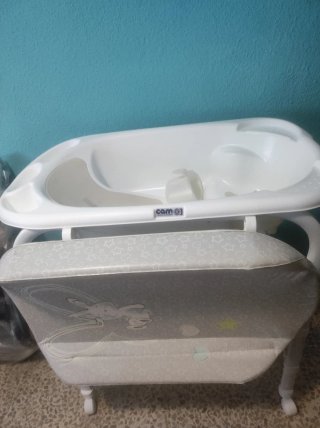 Bañera Cambiador Bebé Gris Estrellas