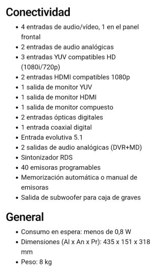 Amplificador home cinema Yamaha 5.1 RX-V363/500W