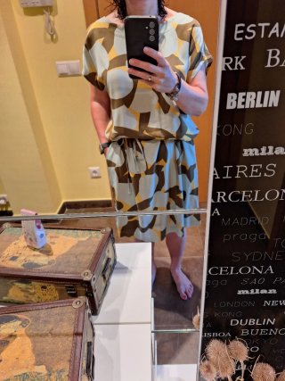Vestido SkunkFunk verde y amarillo